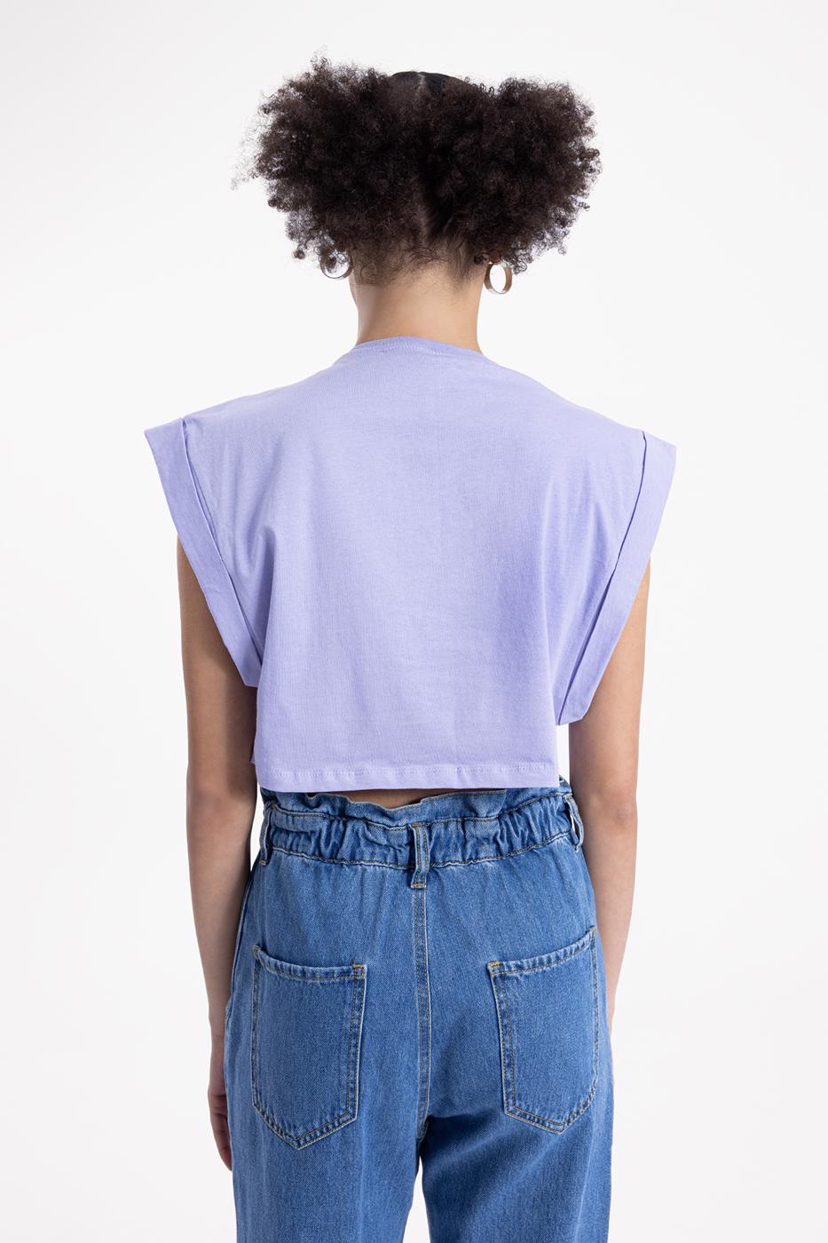 Dropped shoulder crop T-shirt Lila