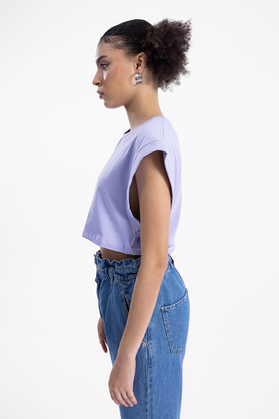 Dropped shoulder crop T-shirt Lila