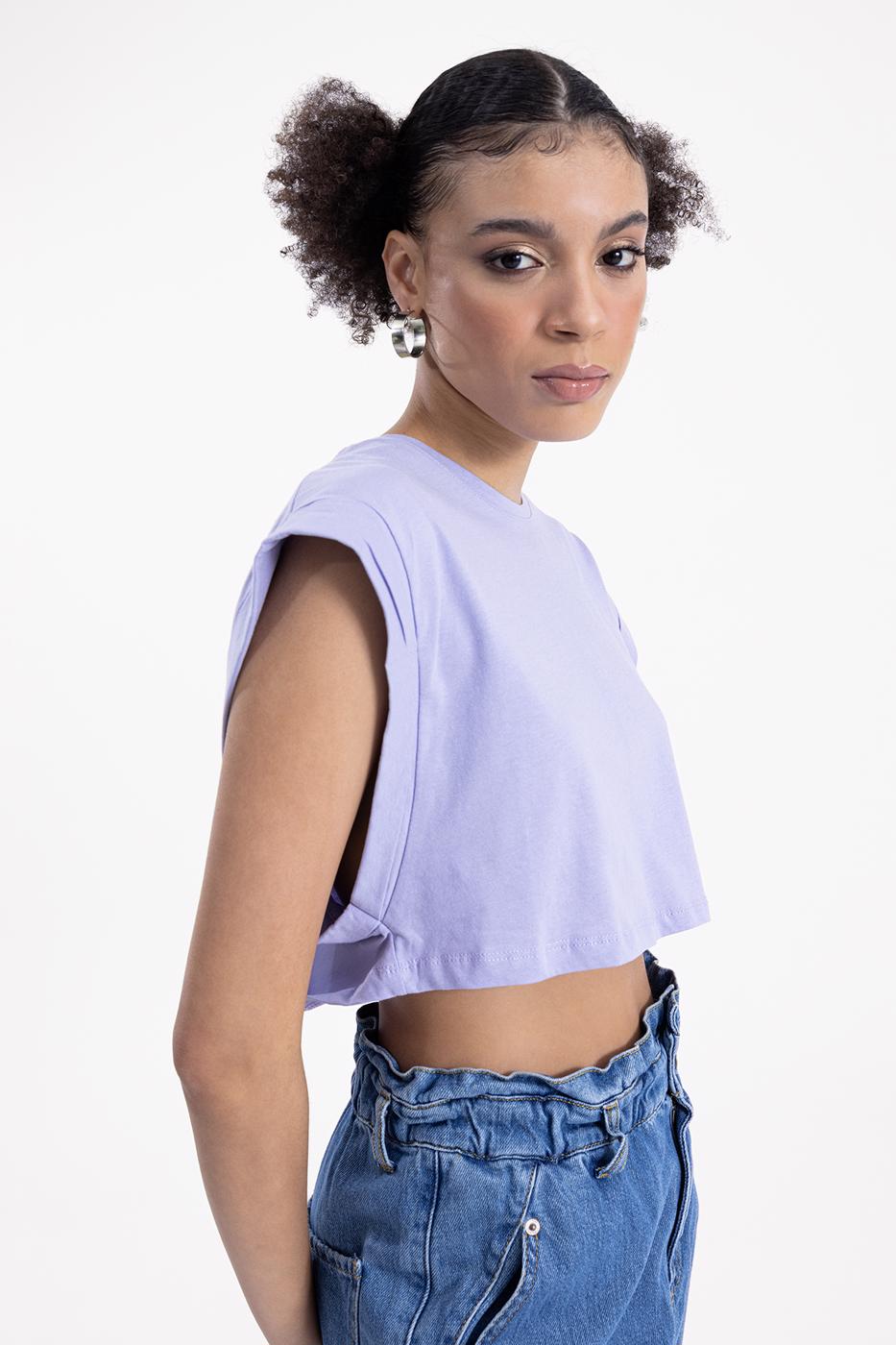 Dropped shoulder crop T-shirt Lila