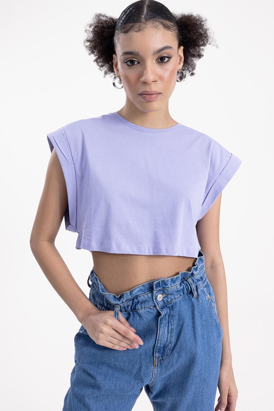 Dropped shoulder crop T-shirt Lila