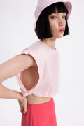 Dropped shoulder crop T-shirt Pink