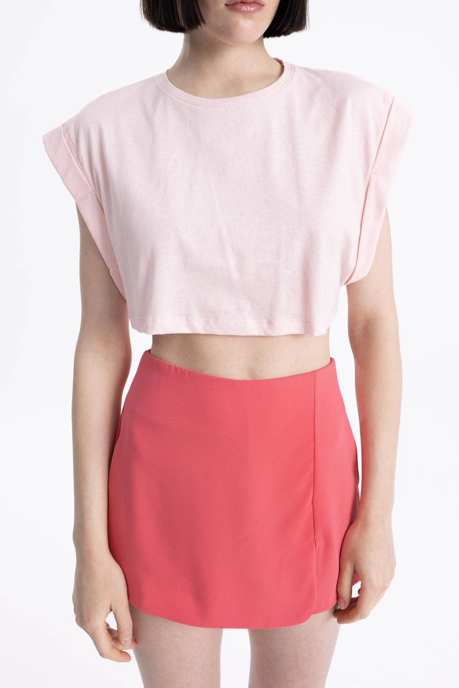 Dropped shoulder crop T-shirt Pink