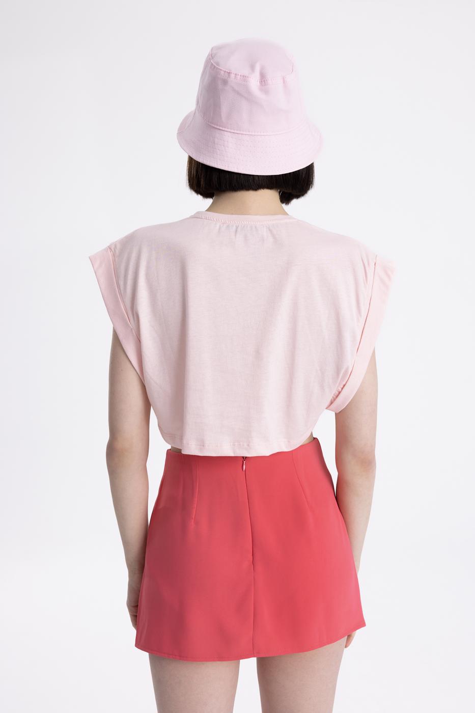 Dropped shoulder crop T-shirt Pink