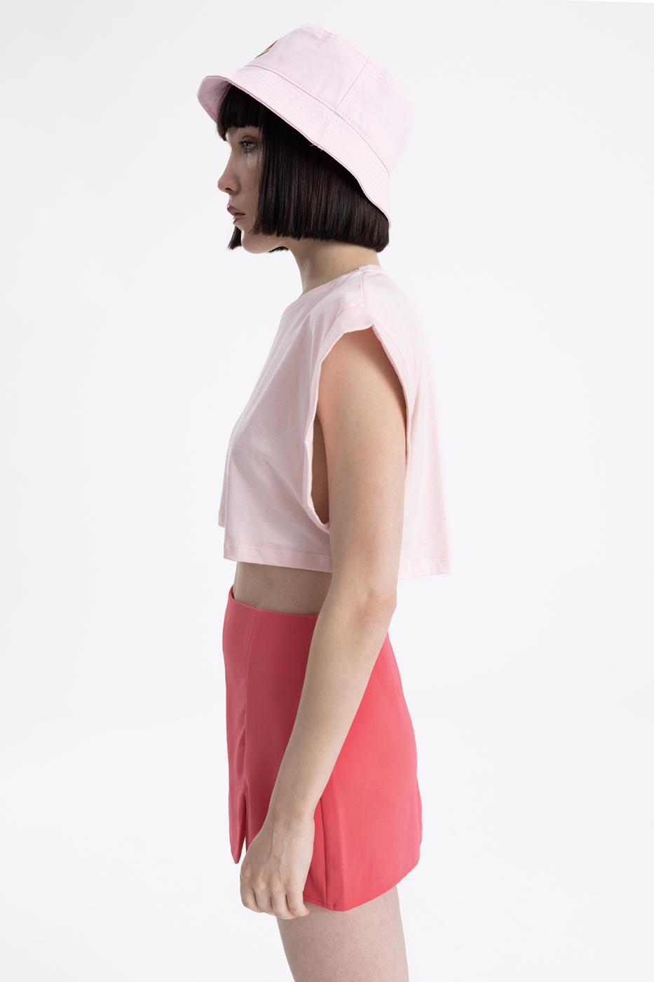 Dropped shoulder crop T-shirt Pink