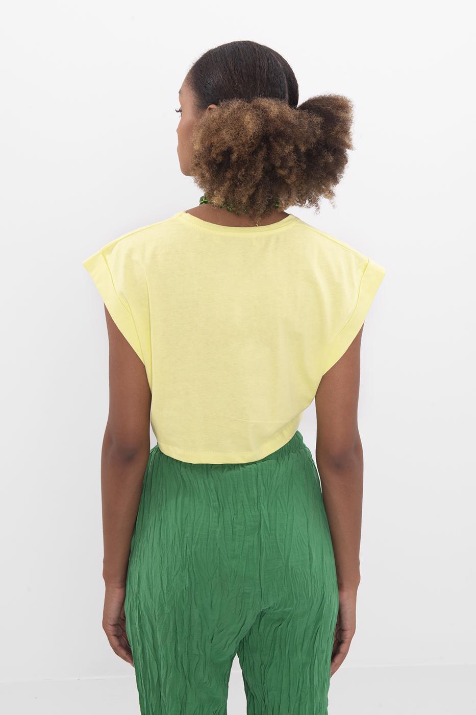 Dropped shoulder crop T-shirt Yellow