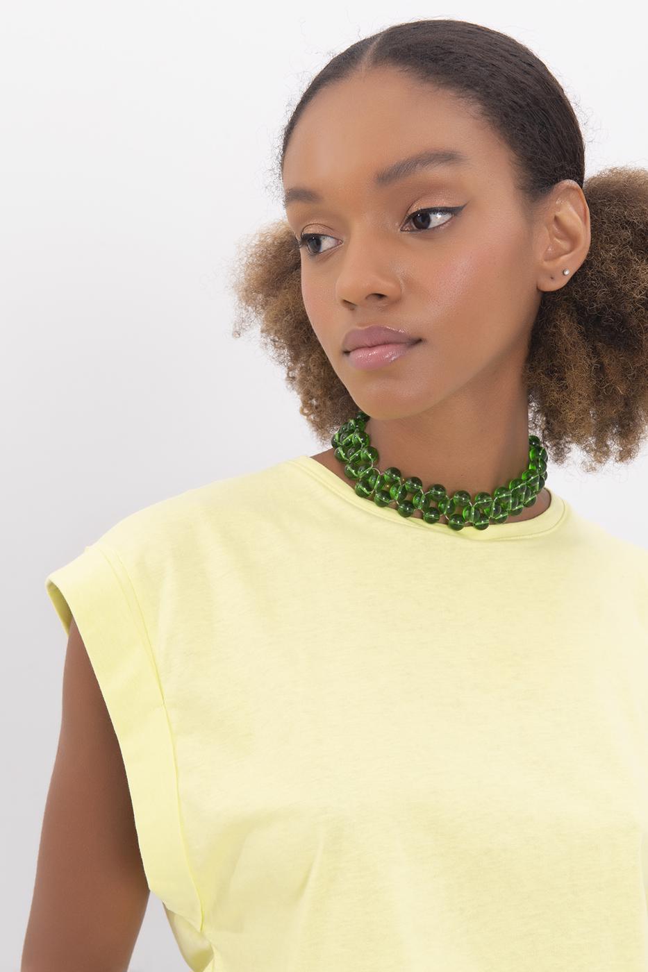 Dropped shoulder crop T-shirt Yellow