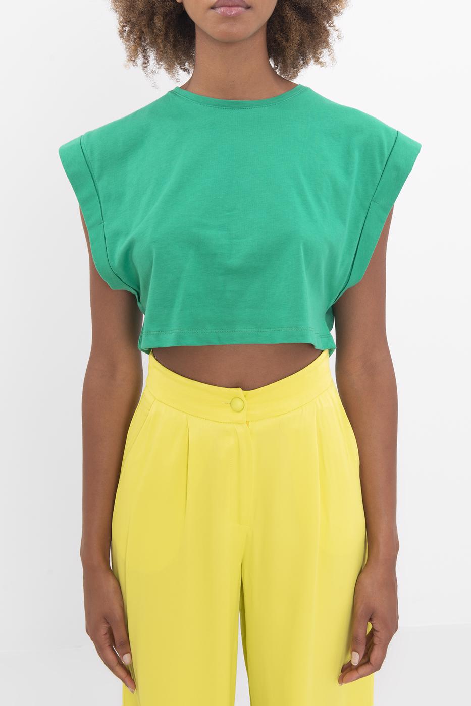 Dropped shoulder crop T-shirt Green