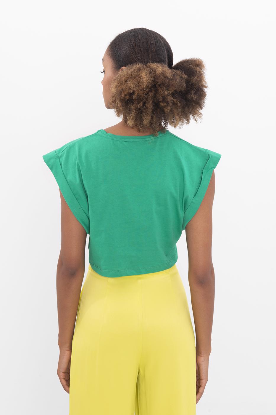 Dropped shoulder crop T-shirt Green