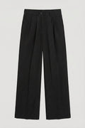 Straight Cut Loose Trousers Black