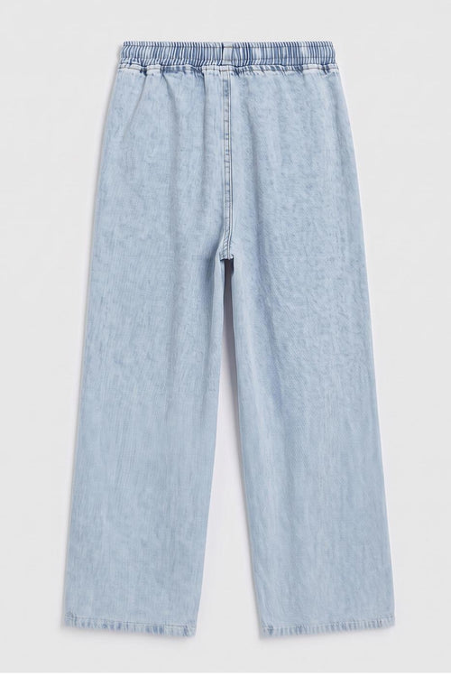 Straight Cut Denim Wide Leg Pants Navy
