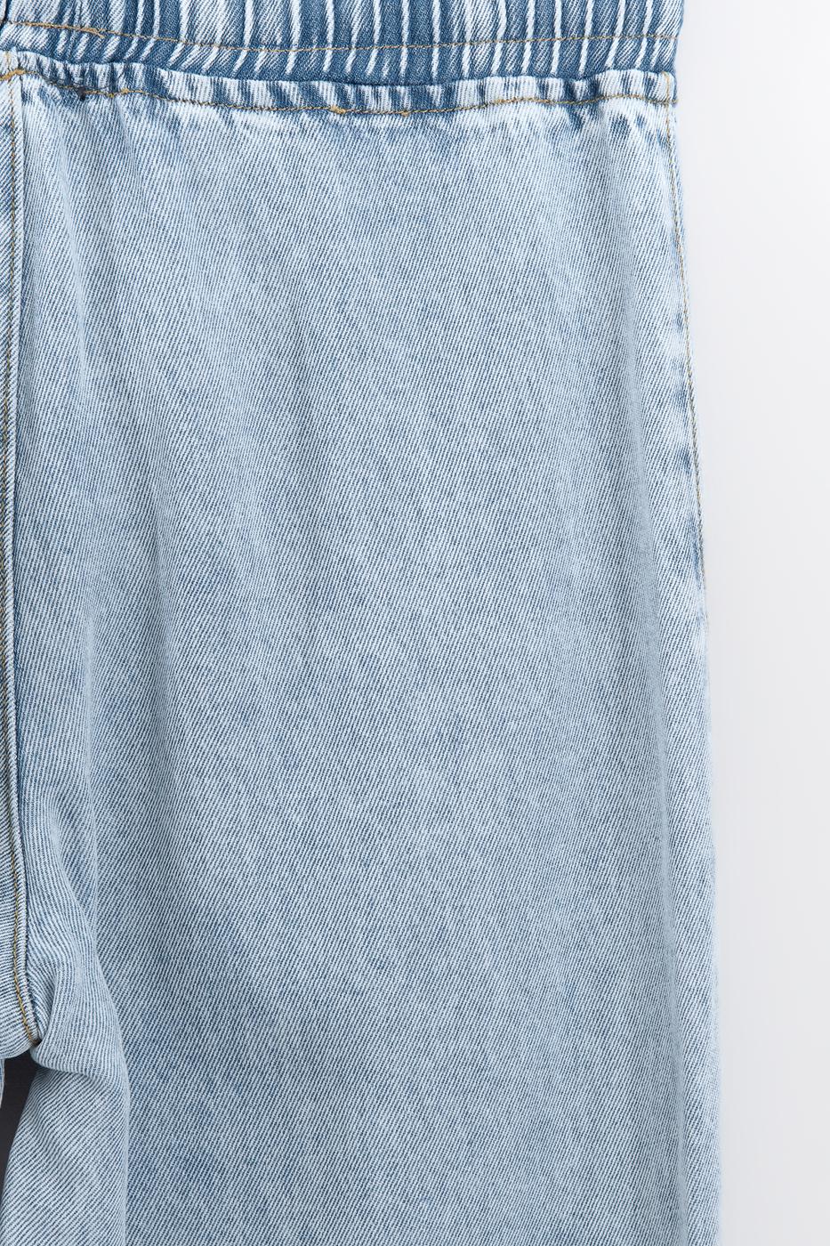 Straight Cut Denim Wide Leg Pants Navy