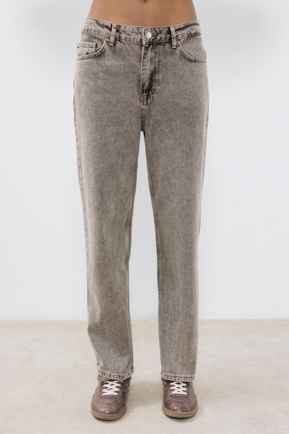 Straight Cut Denim Trousers Mink