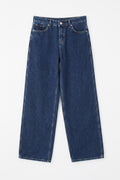 Straight Cut Denim Trousers Navy