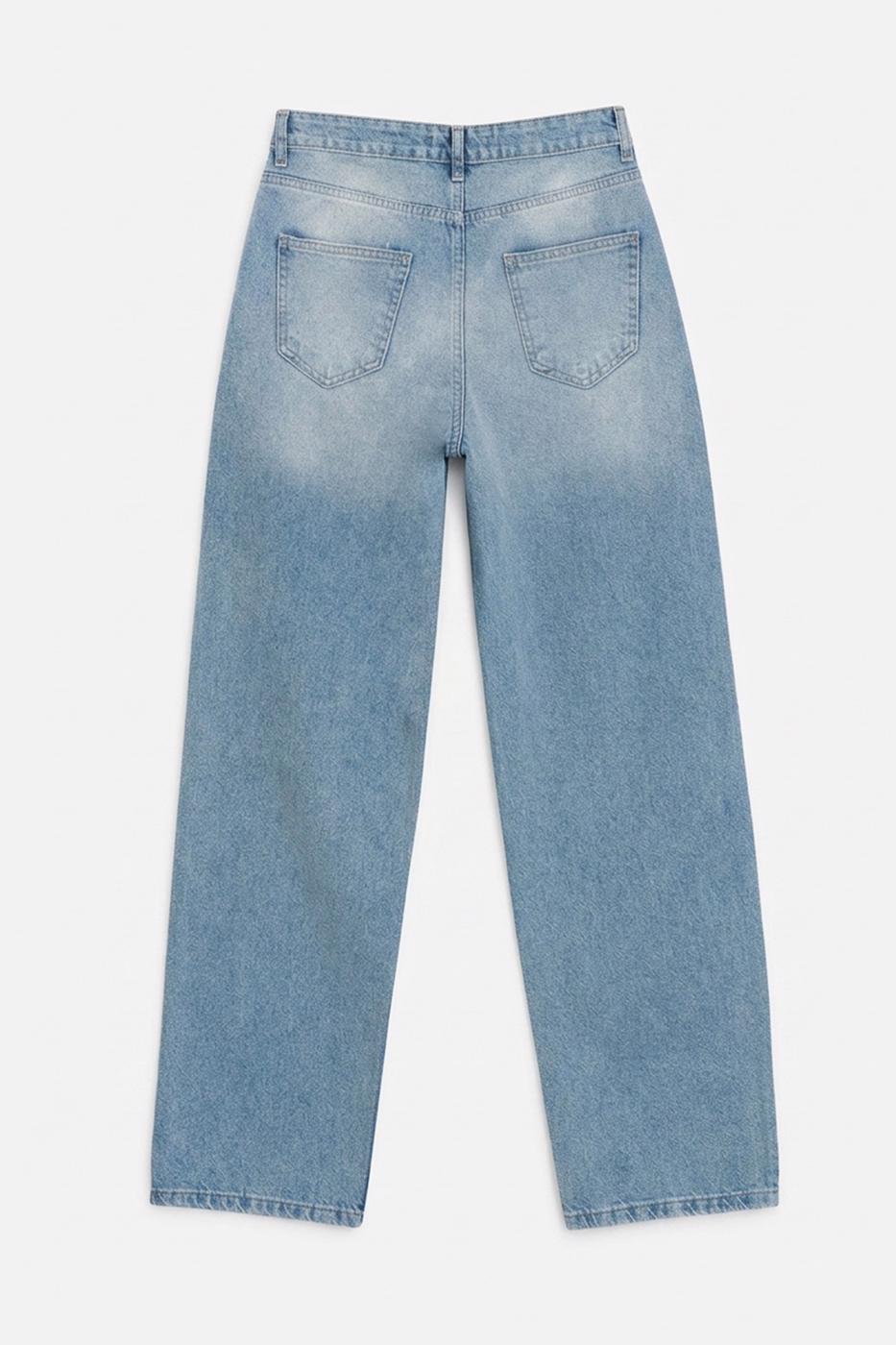 Straight Cut Denim Pants Ice blue