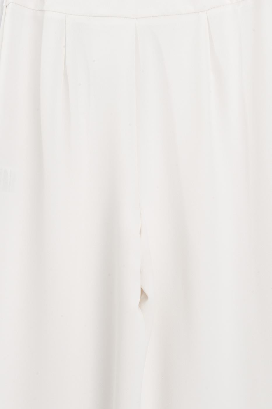 Straight Cut Fabric Trousers White