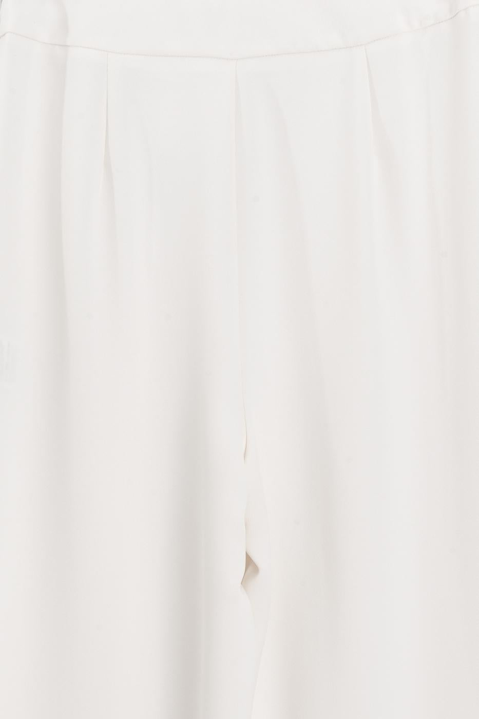 Straight Cut Fabric Trousers White