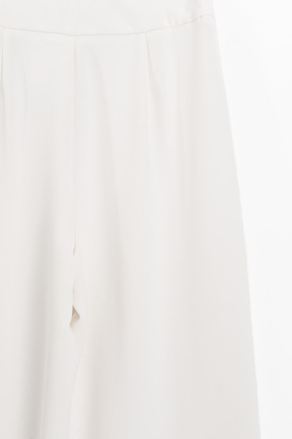 Straight Cut Fabric Trousers White