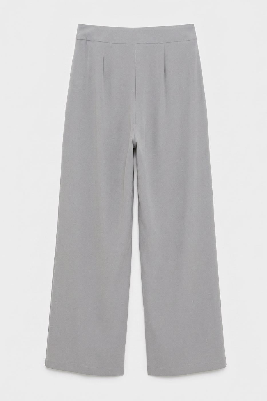 Straight Cut Fabric Trousers Grey