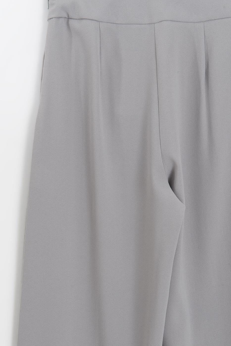 Straight Cut Fabric Trousers Grey