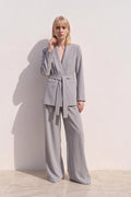 Straight Cut Fabric Trousers Grey