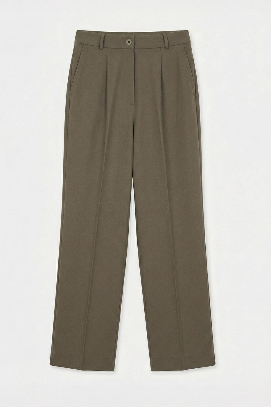 Straight Cut Trousers Khaki