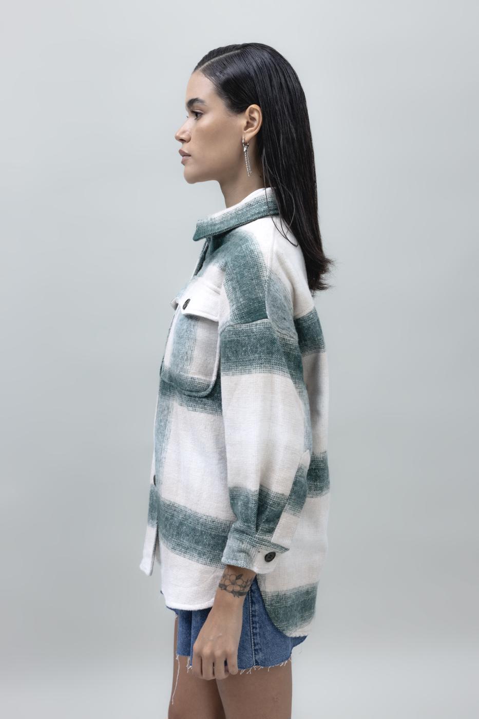 Checked Shirt Jacket Green