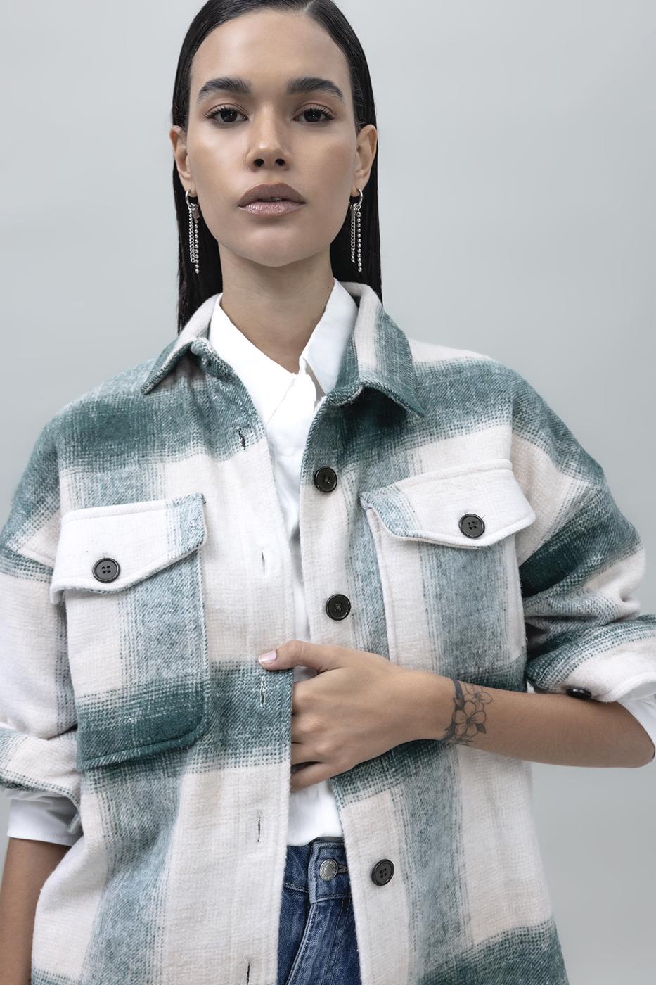 Checked Shirt Jacket Green