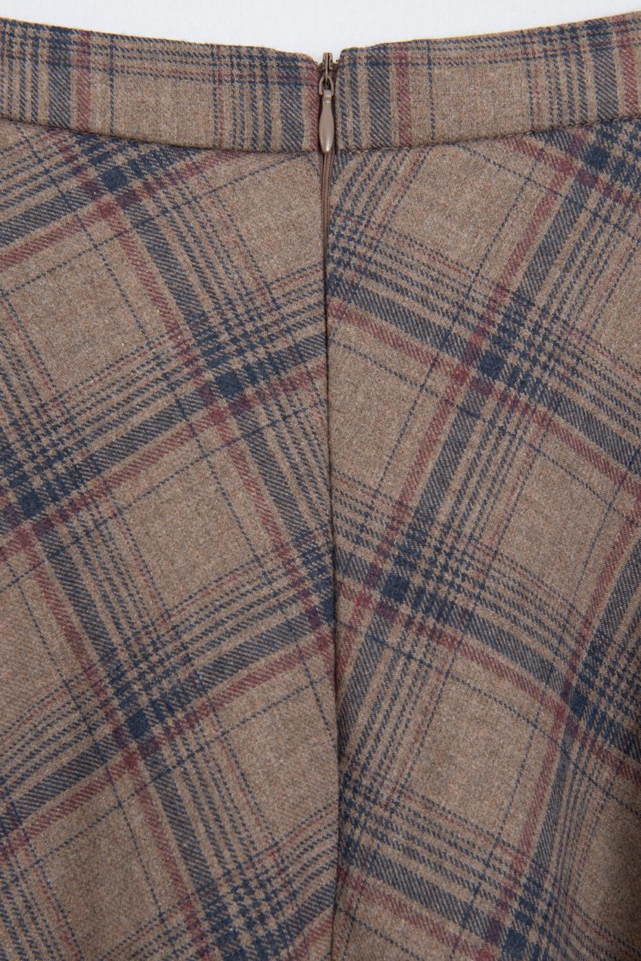 Plaid Flared Midi Skirt Mink