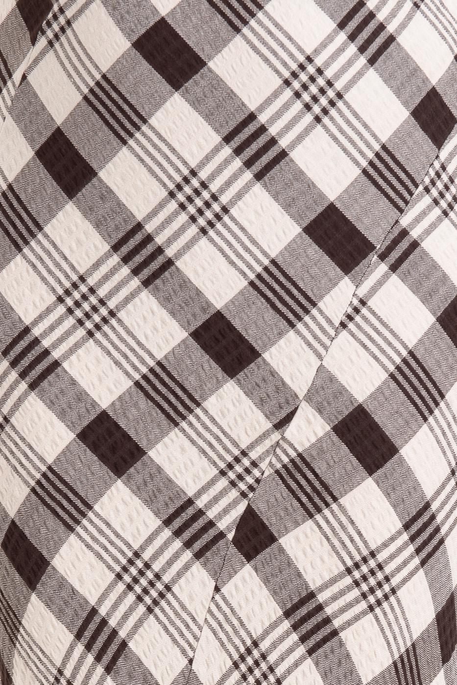 Plaid Maxi Fishtail Skirt Brown