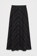 Plaid Maxi Flared Skirt Black