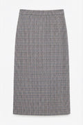 Plaid Midi Pencil Skirt Grey
