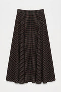 Plaid Midi Flared Skirt Brown