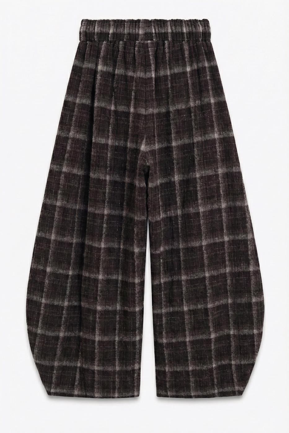 Plaid Harem Pants Brown