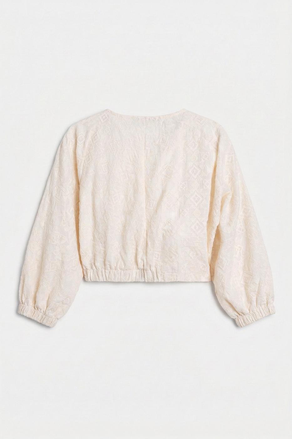 Cotton Tie Blouse Ecru