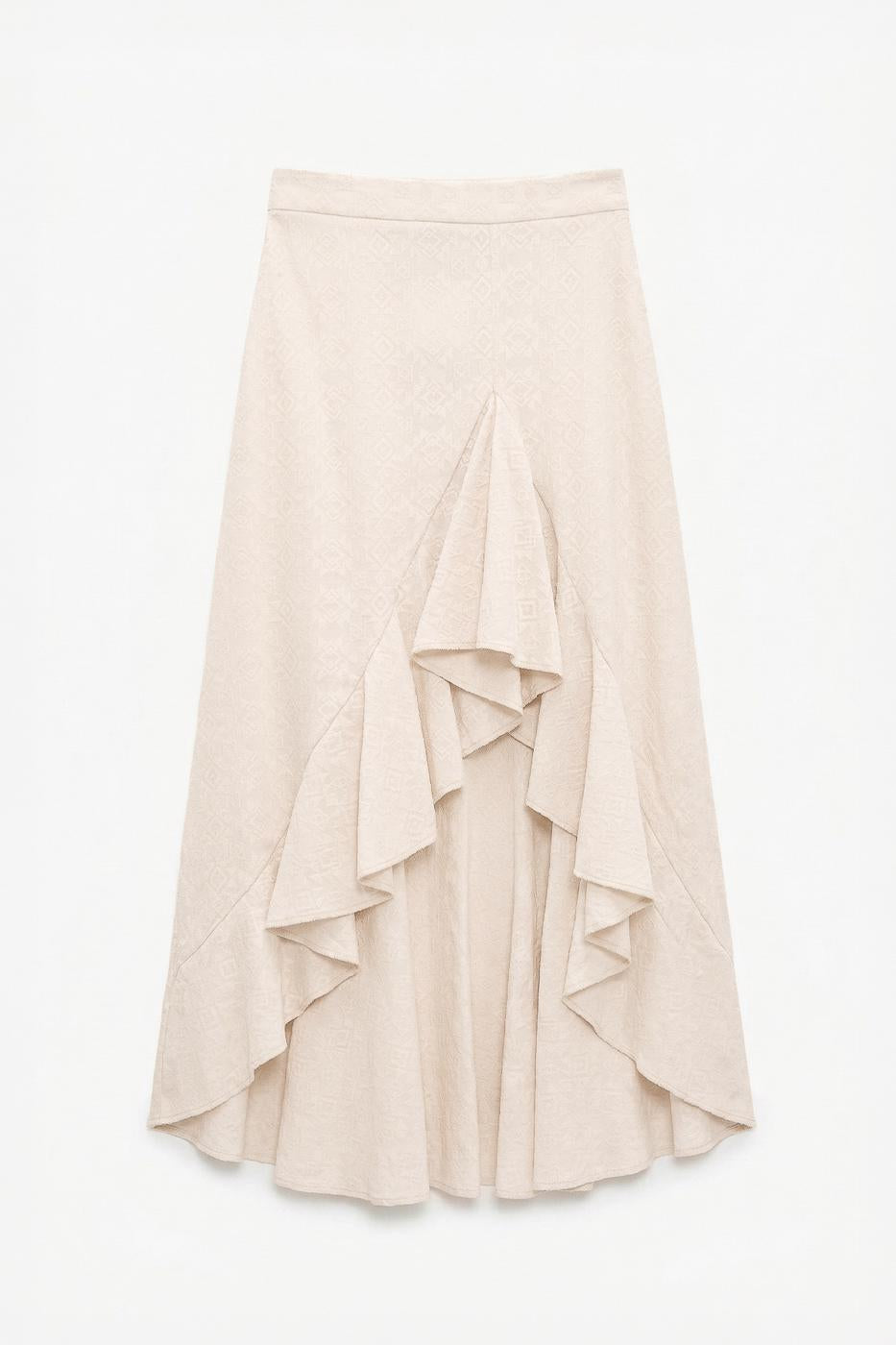 Ruffled Midi Skirt Ecru