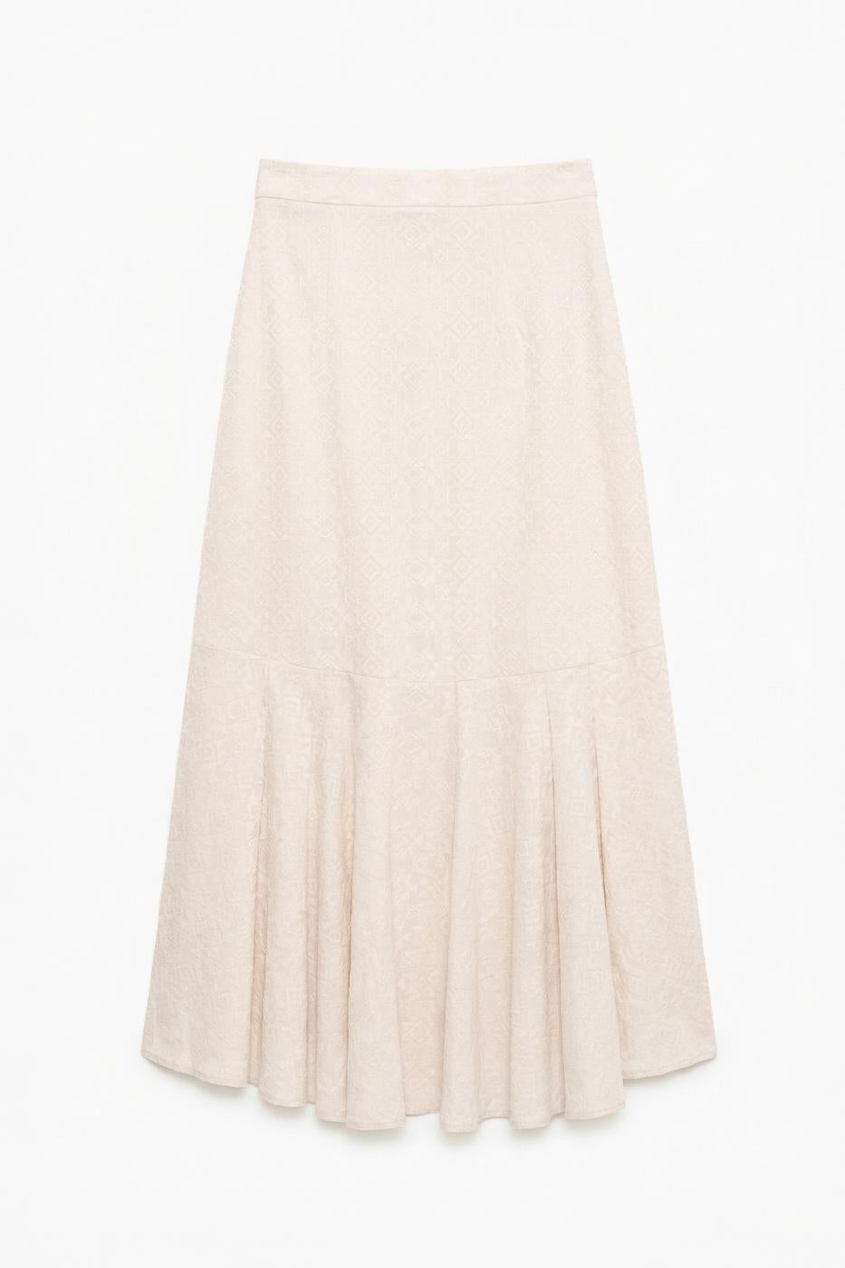 Ruffled Midi Skirt Ecru