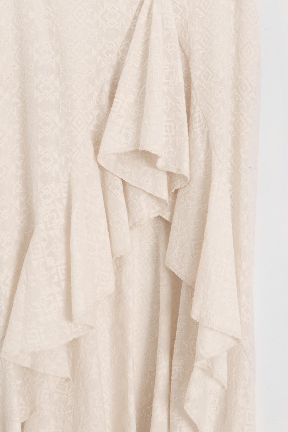Ruffled Midi Skirt Ecru