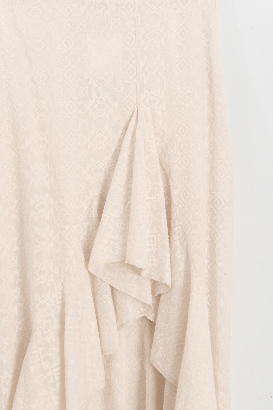 Ruffled Midi Skirt Ecru