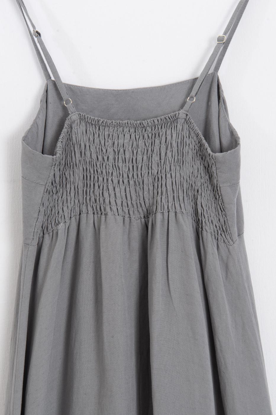 Strappy Linen Midi Dress Grey