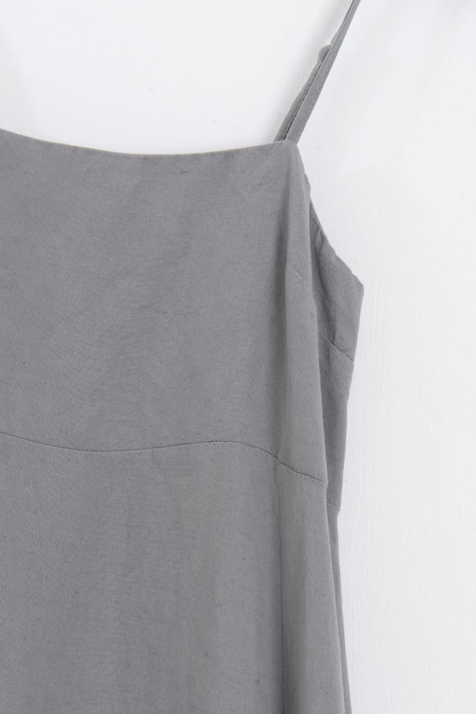 Strappy Linen Midi Dress Grey