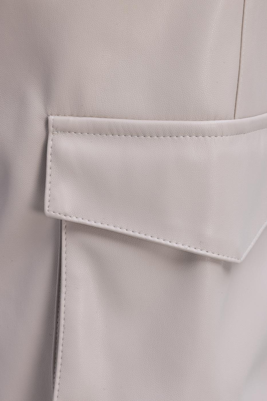 Faux Leather Cargo Jogging Pants Stone