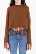 Fringed hem knitted sweater