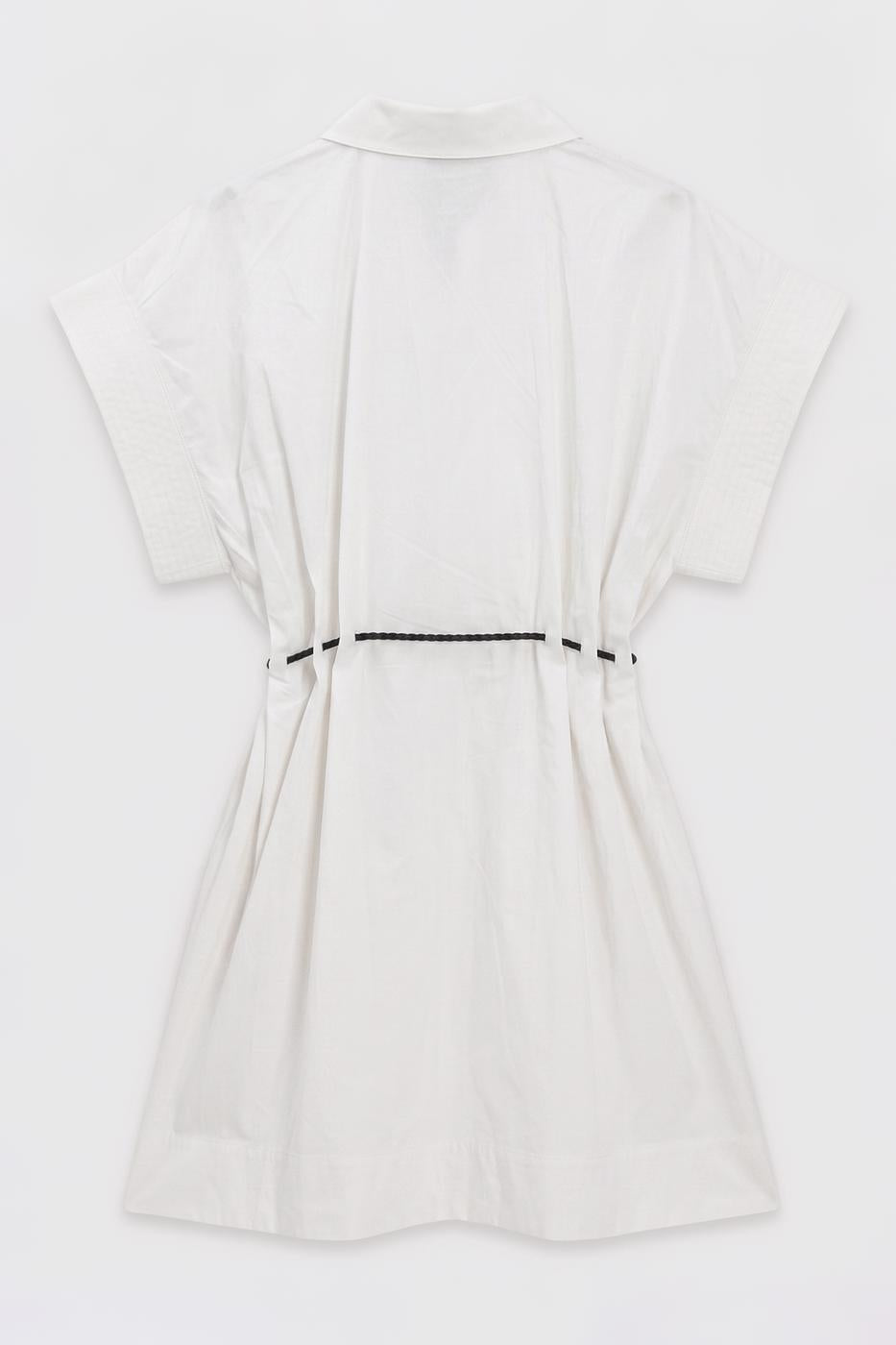Zip-up Shirt Mini Dress Ecru