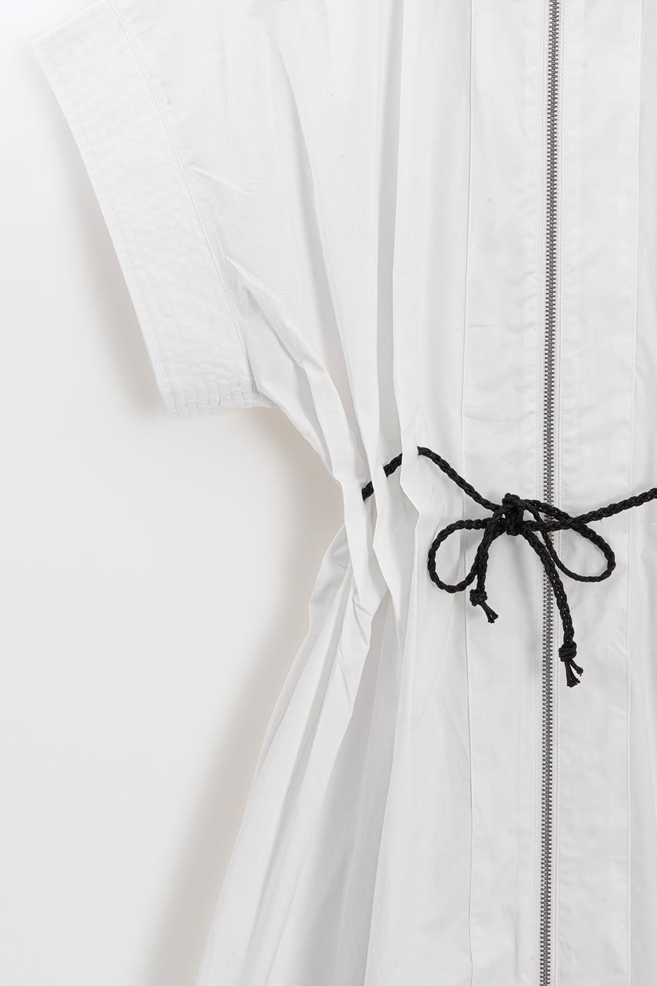 Zip-up Shirt Mini Dress Ecru