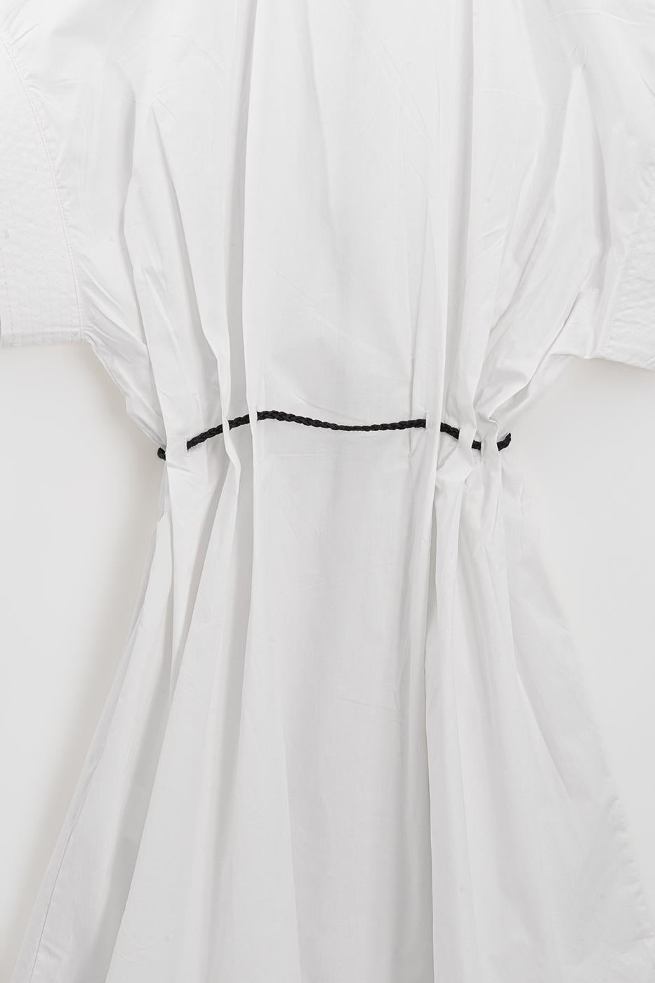 Zip-up Shirt Mini Dress Ecru