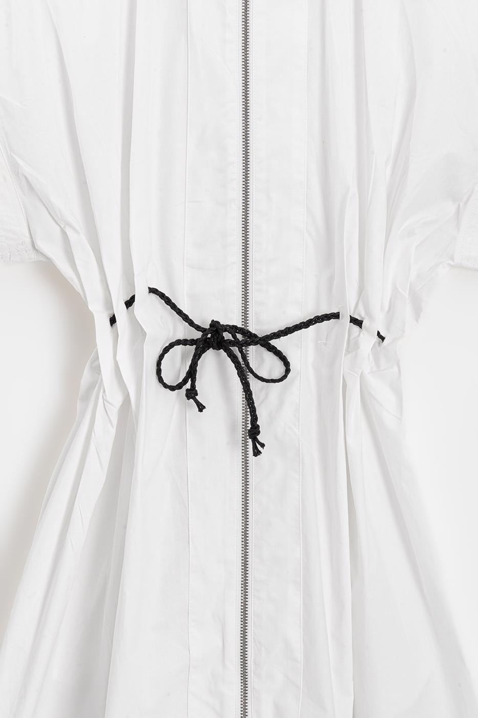 Zip-up Shirt Mini Dress Ecru