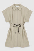 Zip-up Shirt Mini Dress Olive