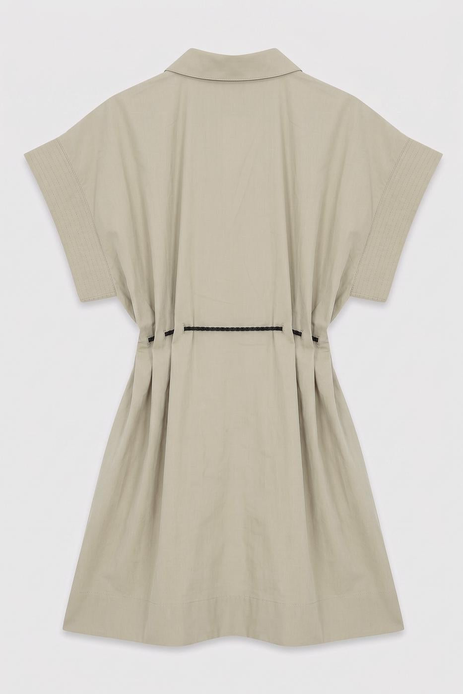 Zip-up Shirt Mini Dress Olive