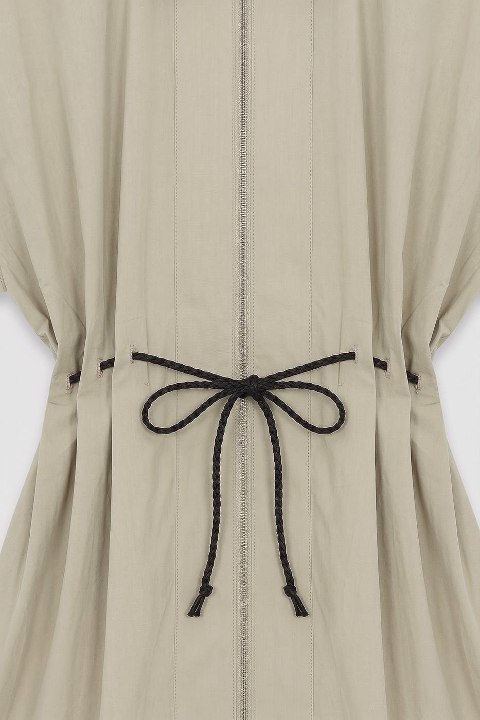 Zip-up Shirt Mini Dress Olive