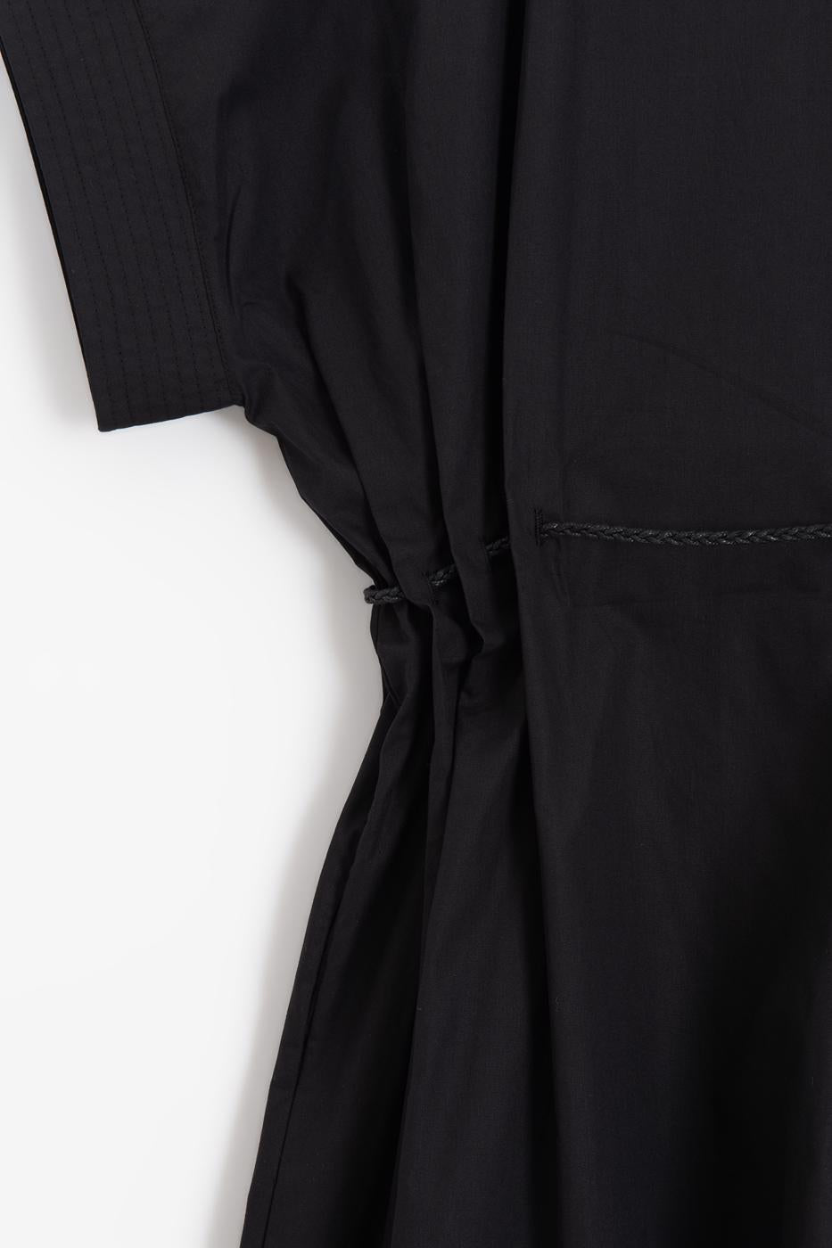 Zip-up Shirt Mini Dress Black